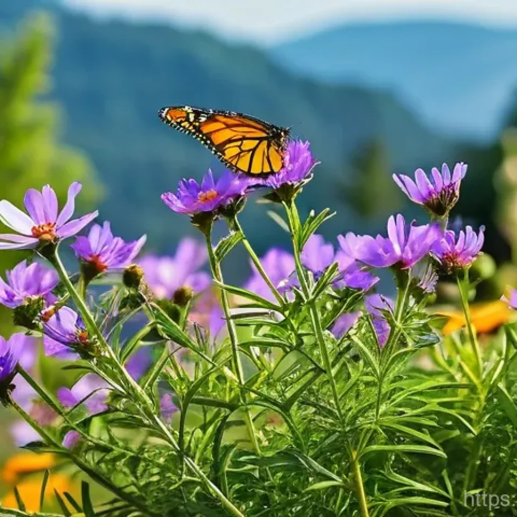 곤충 친화 정원의 가시성 증대 방법 - A vibrant and flourishing insect-friendly garden, bathed in the soft, warm glow of morning sunlight....
